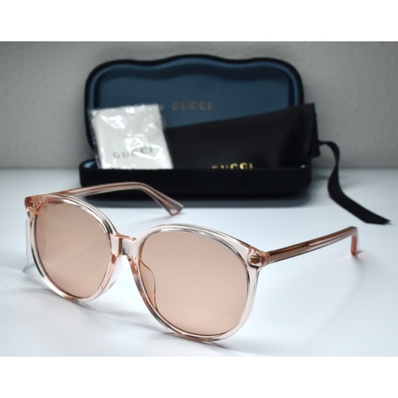 GUCCI GG0261SA 006 SHINY TRANSPARENT ORANGE ROUND SUNGLASSES. 57mm - Picture 5 of 12